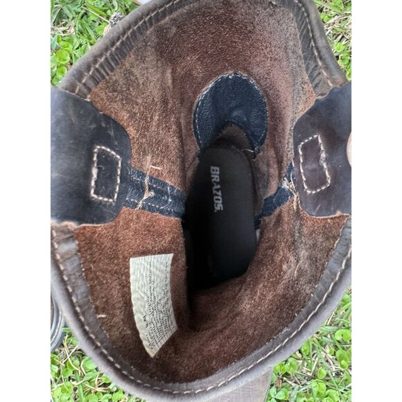 Men's Brazos Brown Leather Round Toe Safety Toe Work Boots Size 9 B9703 - Picture 15 of 16